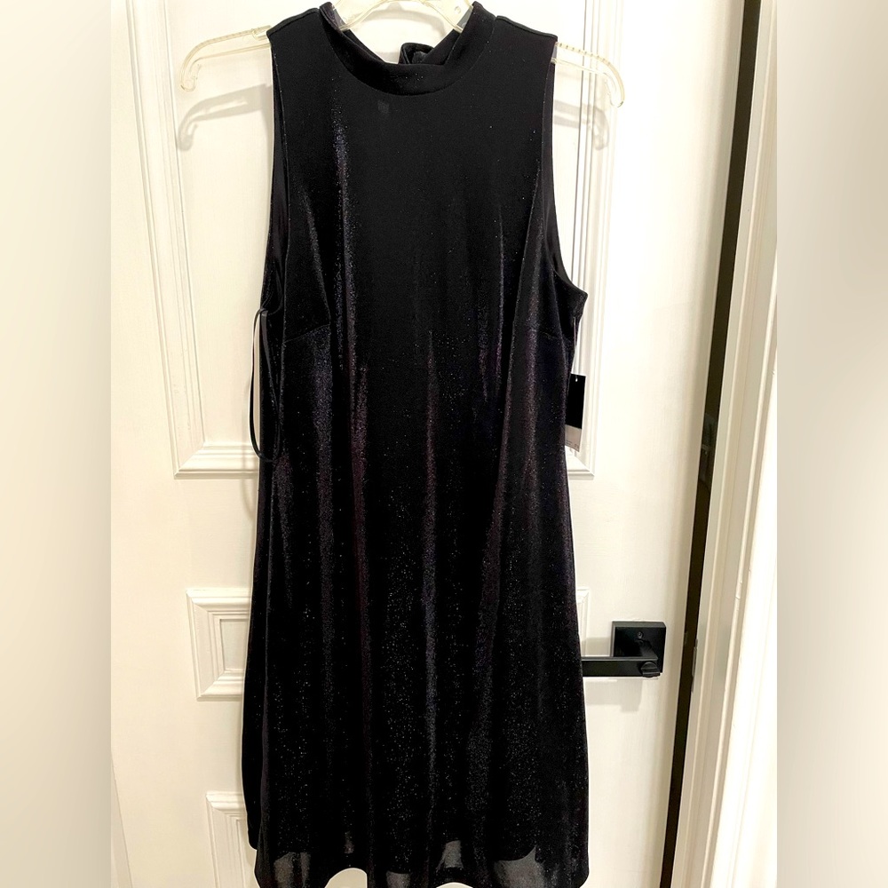 Nine West Black Shimmer Cocktail Dress Sleeveless Tank Dress size 8 NWT